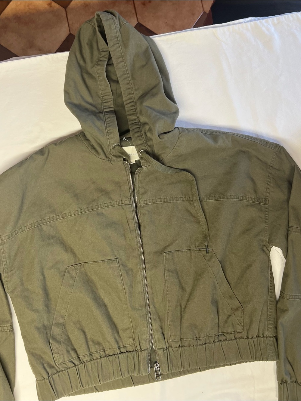 Aeropostale Olive Green Hooded Zip Front Jacket